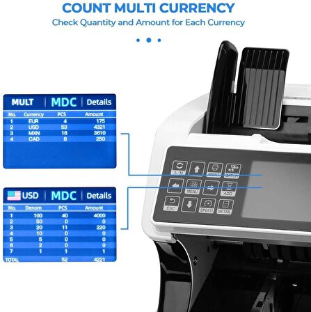 Bill Counter AL-920A Tek CIS Karışık Para Sayma Makinesi 26 Ülke Parası