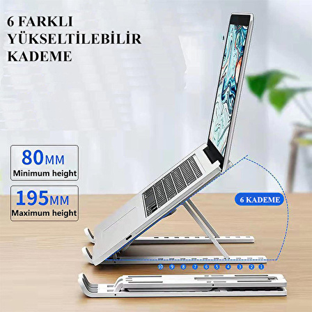 Laptop Standı Katlanabilir Beyaz Telefon Tutuculu Laptop Tutucu Notebook Standı Bilgisayar Standı ab