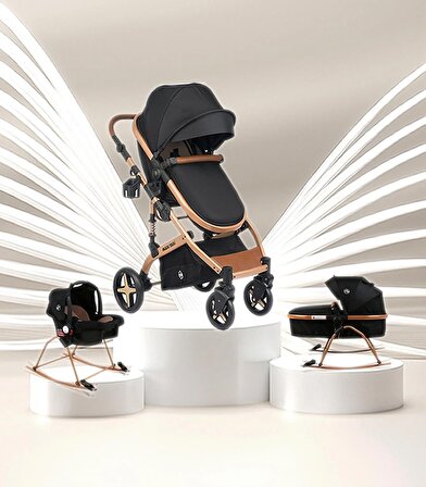 Fast Pro Completto 4 İN 1 Travel Sistem Bebek Arabası Gold Siyah 