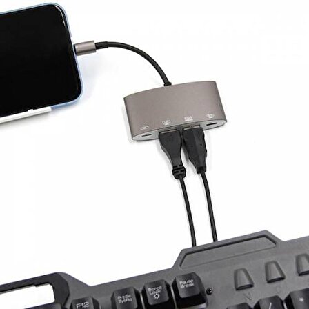 Polham Apple İpad ve İphone için Lightning 2 USB, 1 OTG Dönüştürücü, Kamera, Klavye Mouse Kablosu