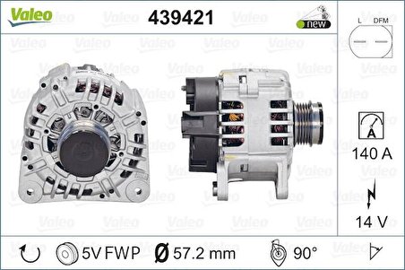 ALTERNATOR 12V 140A A4 1.9TDI SUPER B 1.9 - 2.0TDI PASSAT 1.9 2.0TDI - VALEO 439421