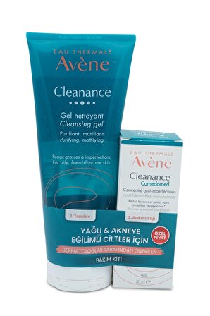 Avene Cleanance Yağlı Cilt için Temizleyici Yüz Temizleme Jeli 200 ml & Bakım Kremi 30 ml 