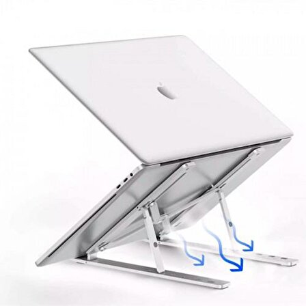 Coofbe Alüminyum 6 Farklı Yükseklik Ayarlı Taşınabilir Laptop Standı Tablet Notebook Standı Kaymaz Pad