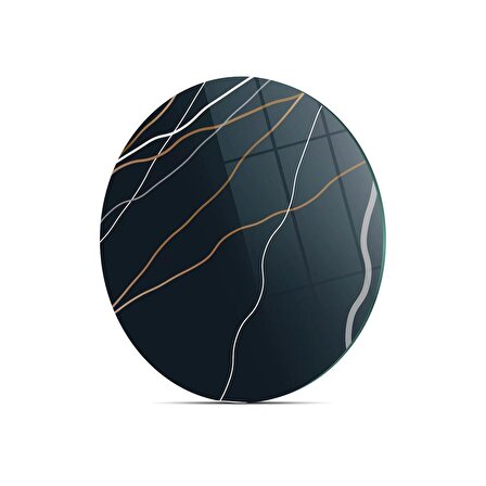 Decovetro Cam Kesme Tahtası Yuvarlak Dalgalı Çizgi Desenli 30x30 Cm