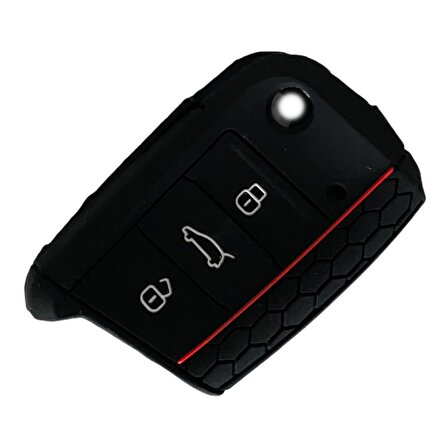 Silikon Anahtar Kabı- Volkswagen/Golf7 Siyah-Kırmızı Çizgili / Sypd53