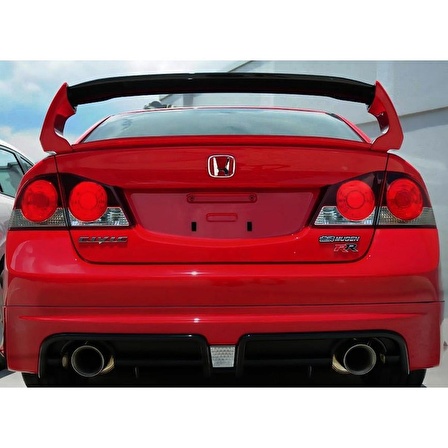 Honda Civic Fd6 (2006-2011) Mugen Rr Sağ Sol Çift Çıkış Arka Tampon Eki - Difüzör Plastik)