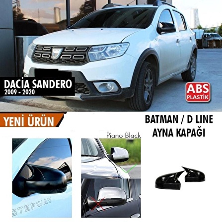 Dacia Sandero 2009-2020 Batman Yarasa Ayna Kapağı (Parlak Siyah)