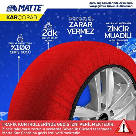 Kar Çorabı Matte 285 65 Lastik R16 Jant Ölçülerine Uyumlu Yüksek Kaliteli Zincir Muadili