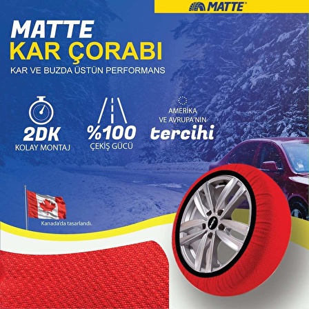 Kar Çorabı Matte 195 60 Lastik R13 Jant Ölçülerine Uyumlu Yüksek Kaliteli Zincir Muadili