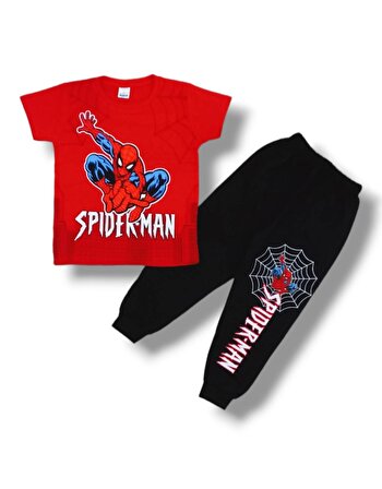 Spiderman Yeni Sezon Alt Üst Takım Kırmızı