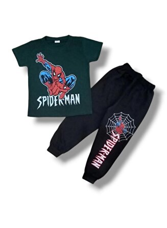 Spiderman Yeni Sezon Alt Üst Takım Koyu Yeşil