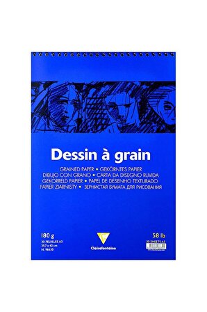 Clairefontaine Dessin a Grain Spiralli Çizim Bloğu 180g 30 Y A3