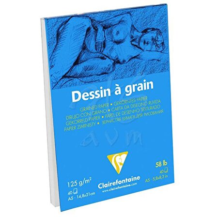 Clairefontaine Dessin a Grain İnce Dokulu Çizim Bloğu 125g 40Y A4