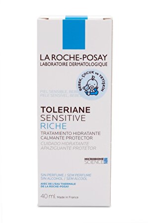 La Roche-Posay Toleriane Sensitive Riche Hassas Ciltler İçin Su Bazlı Yağsız Nemlendirici Yüz Bakım Kremi 40 ml