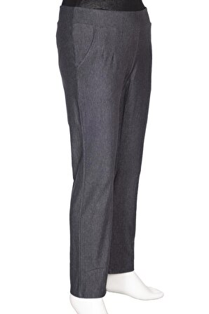 Barem Kadın Pensli Kot Görünümlü Siyah Pantolon