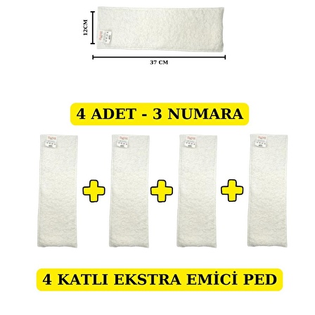 BEZHANE Baby 4 ADET - 4 KATLI EKSTRA EMİCİ YIKANABİLİR BEBEK PEDİ İÇ BEZ NO:3