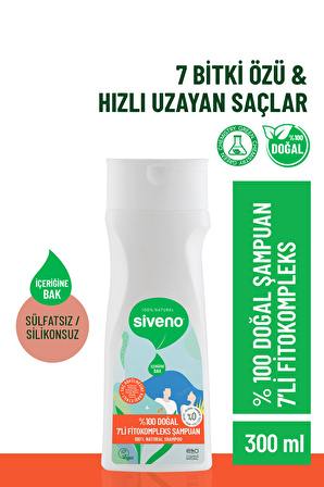 Siveno %100 Doğal Fitokompleks Şampuan 7 Değerli Bitki Yoğun Dökülme Karşıtı Dolgunlaştırıcı 300 ml