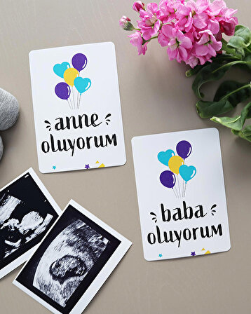 55'li Hamile ve Bebek Anı Kartı - Hamilelik ve Bebek Fotoğraf Çekim Anı Kartları 2'li Set