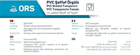 PVC Silikonlu Şeffaf Örgülü Hortum ORS 1/2"