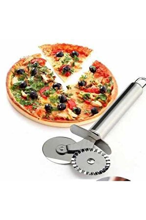 Nakres Pizza Kesme Aparatı Pizza Hamur Mantı Kesme Bıçağı Çift Başlıklı Hamur Ruleti 