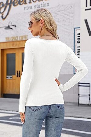 YNT Beyaz Uzun Kollu Trend Bluz BN6576B
