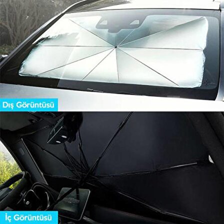 Polham Çantalı Araç Ön Cam Güneşlik Şemsiyesi 145cm*79cm Araç Güneş Koruyucu Araç Güneşlik Şemsiyesi