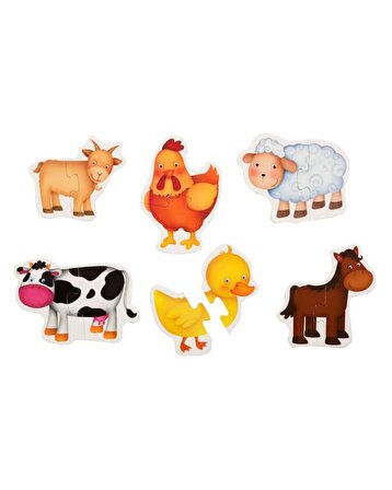+1 Yaş Çiftlik Hayvanları ve Orman Hayvanları Baby Puzzle 2’li Set (Eolo)