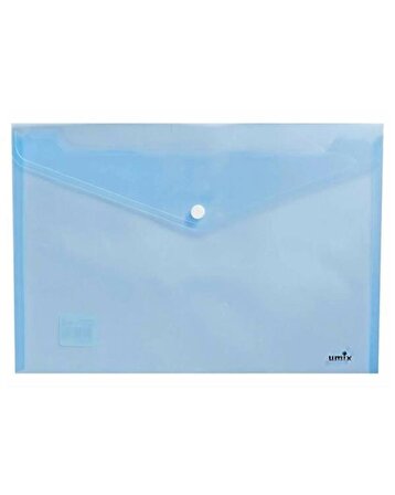 Umix Çıtçıtlı Şeffaf Zarf Dosya Mavi U1120P-MA 12 Adet