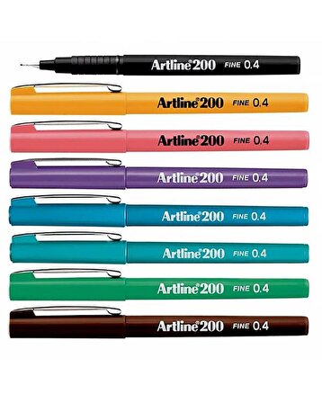 Artline 200 Fine 0.4mm İnce Uçlu Yazı ve Çizim Kalemi 8’li Set 