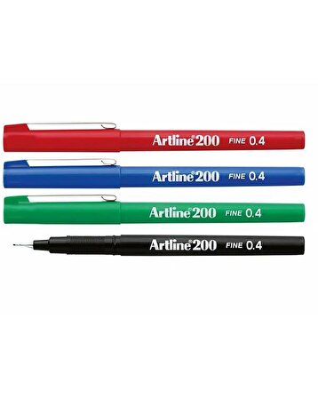 Artline 200 Fine 0.4mm İnce Uçlu Yazı ve Çizim Kalemi 4’lü Set 