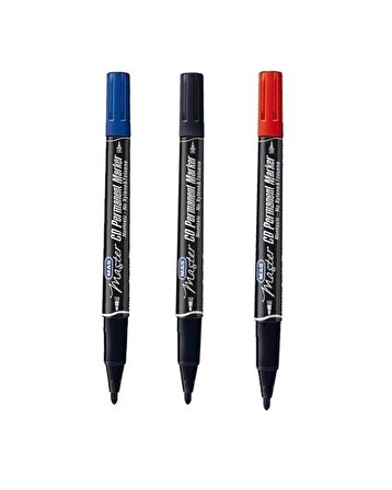 Mas Çift Uçlu Asetat Kalemi Siyah Mavi Kırmızı 6414