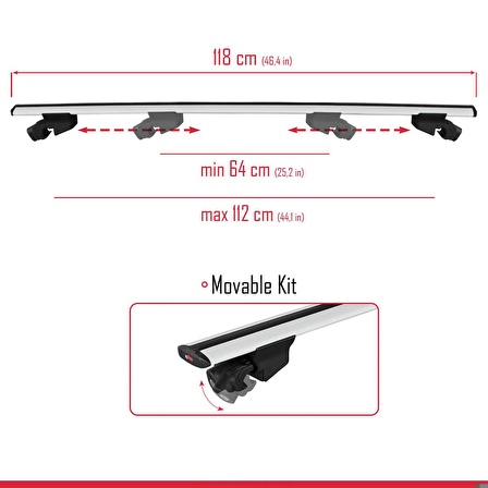 Dacia Lodgy 2012-2022 Arası ile uyumlu HOOK Model Anahtar Kilitli Ara Atkı Tavan Barı GRİ