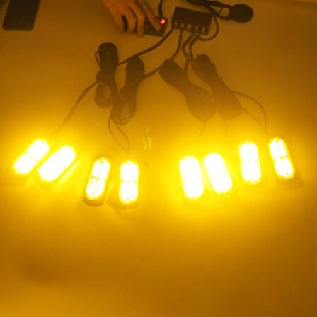 17 fonksiyonlu çakar lamba 12-30v 24 led 8 adet sarı*sarı set / LAPA548-1