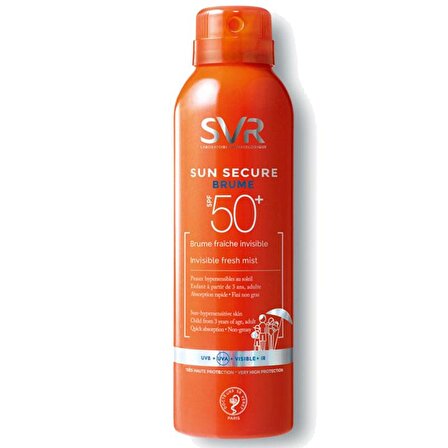 Svr Sun Secure Brume 50+ Faktör Leke Karşıtı-Nemlendirici Tüm Cilt Tipleri İçin Renksiz Güneş Koruyucu Sprey 200 ml