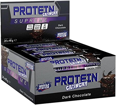 Muscle Station Supreme Crunchy Protein Bar 40 Gr 24 Adet - Dark Çikolata