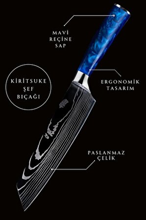 Japon Kiritsuke Şef Bıçağı ( Mavi )