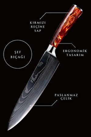 Japon Şef Bıçağı ( Kırmızı )