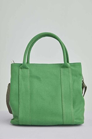 Çift Gözlü Kanvas Tote Bag Yeşil