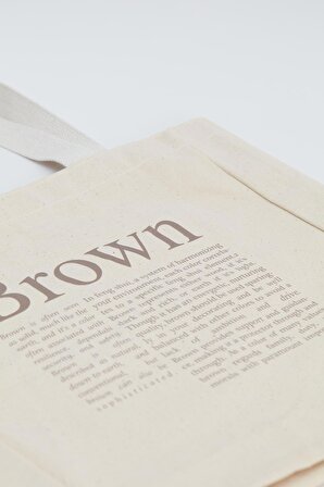 Baskılı Körüklü Kanvas Bez Çanta Brown