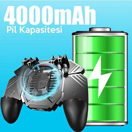 Polham 4000Mah Powerbankli Telefon Soğutuculu Fanlı Oyun Kolu, Pubg Ateş Tuşlu Soğutuculu Oyun Kolu