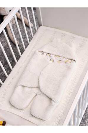 Unisex Bebek Dış Kundak Uyku Tulumu 7-12 Ay Kıvırcık Welsoft/peluş Battaniye