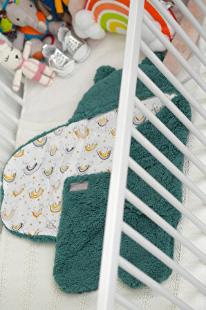 Erkek/kız 4-7 Ay Bebek Dış Kundak Uyku Tulumu Su Yeşili Peluş/welsoft Battaniye