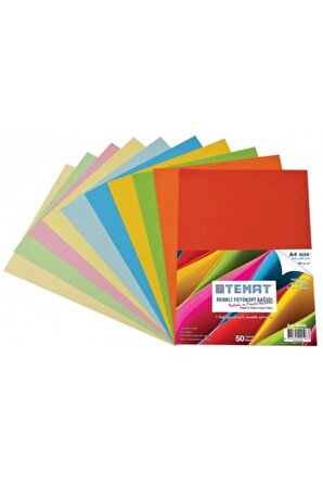 Renkli A4 Fotokopi Kağıdı 10 Renk 50'li Paket