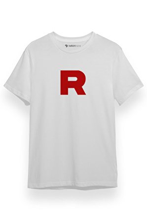 Pokemon Team Rocket Logo Beyaz Kısa kol Erkek Tshirt