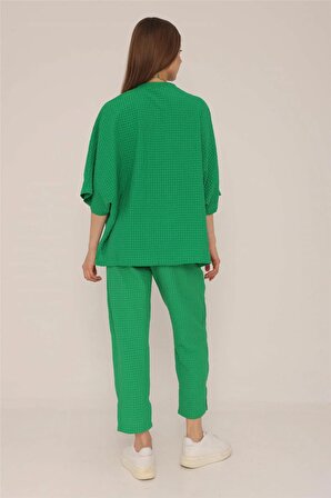 Pitikareli Gömlek Pantolon Takım Çimen Yeşili