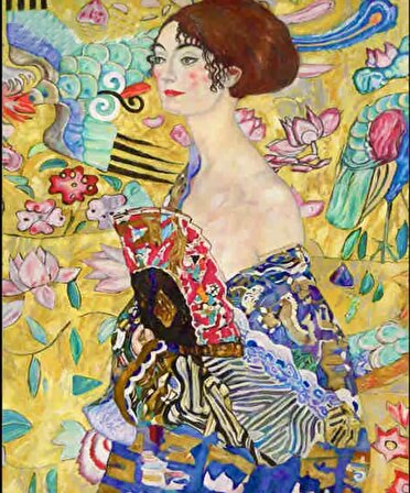Sayılarla Elmas Boyama Hobi Seti  - Gustav Klimt Yelpazeli Kadın 30x40 Cm