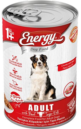 Energy Pet Food Energy Sığır Etli Yetişkin Islak Köpek Konserve Maması 400 Gram 1 Adet