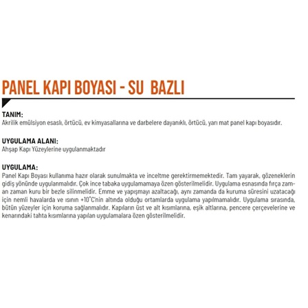 ENBOYA PANEL KAPI BOYASI - SU BAZLI 0,75 LT