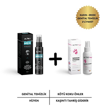 ACTO® MEN HYGIENE SPRAY 75 ml  + Woman Hygiene Spray 50 ml (Dış Genital Alan için Temizleme Spreyi)