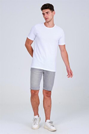 Erkek Bisiklet Yaka Basic T-shirt Beyaz